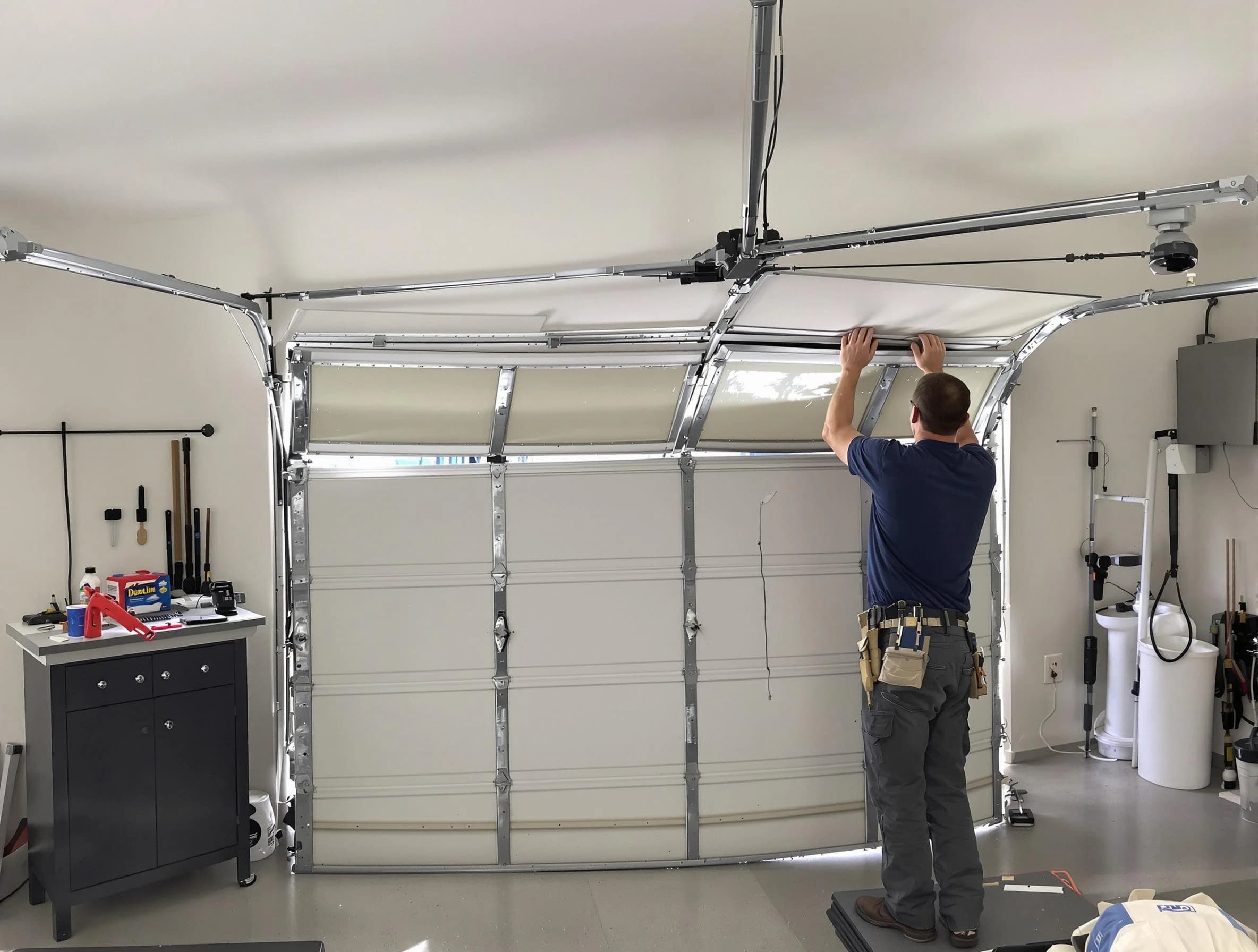 Brigham City Garage Door Repair specialist performing precise section replacement on Brigham City garage door