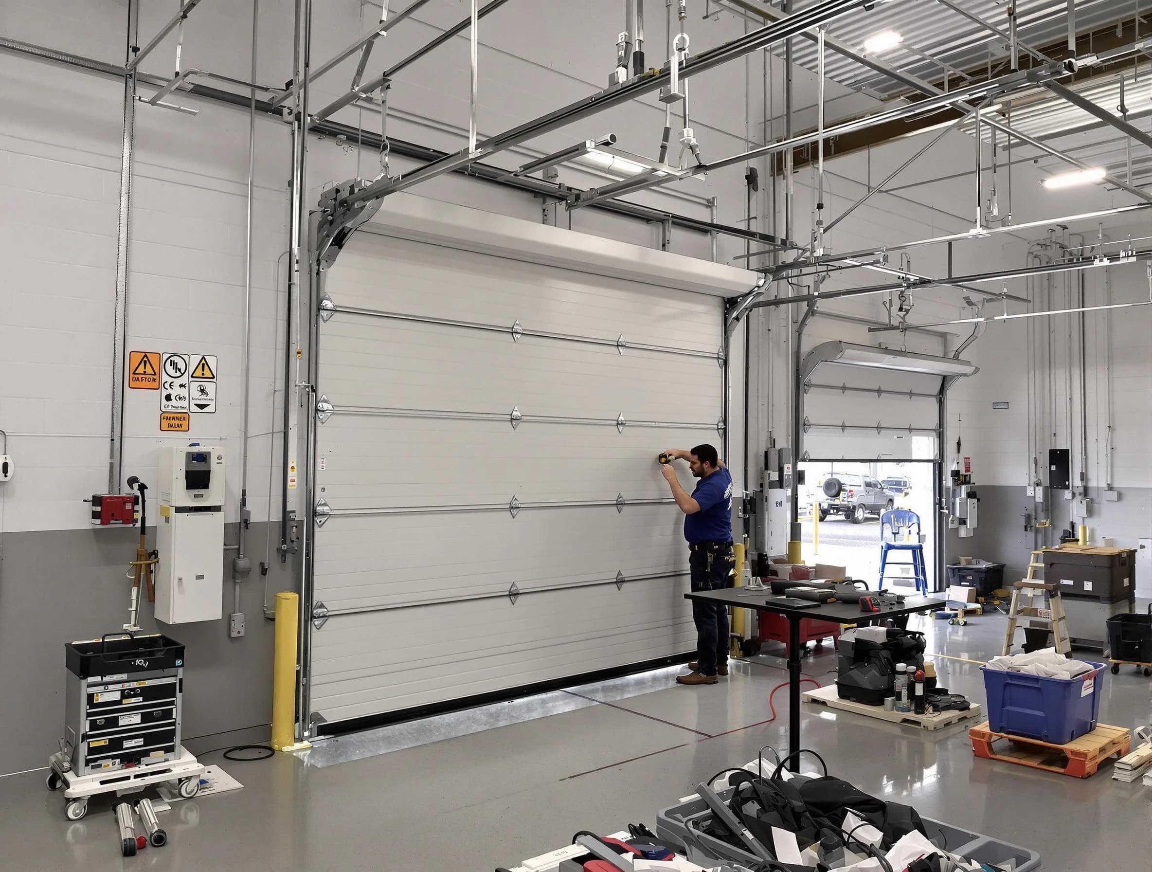 Commercial garage door repair being performed by Brigham City Garage Door Repair expert in Brigham City