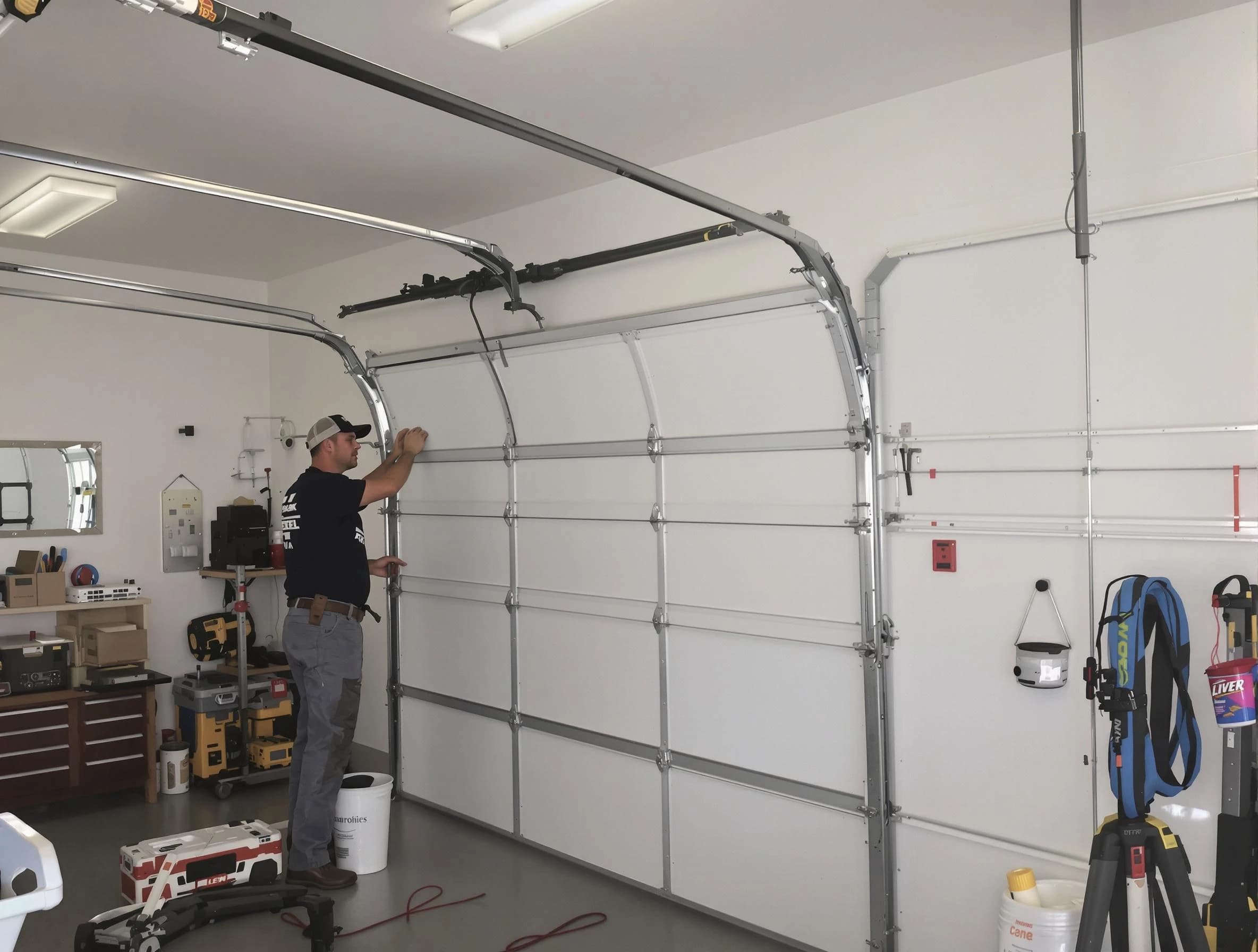 Brigham City Garage Door Repair team installing new garage door in Brigham City