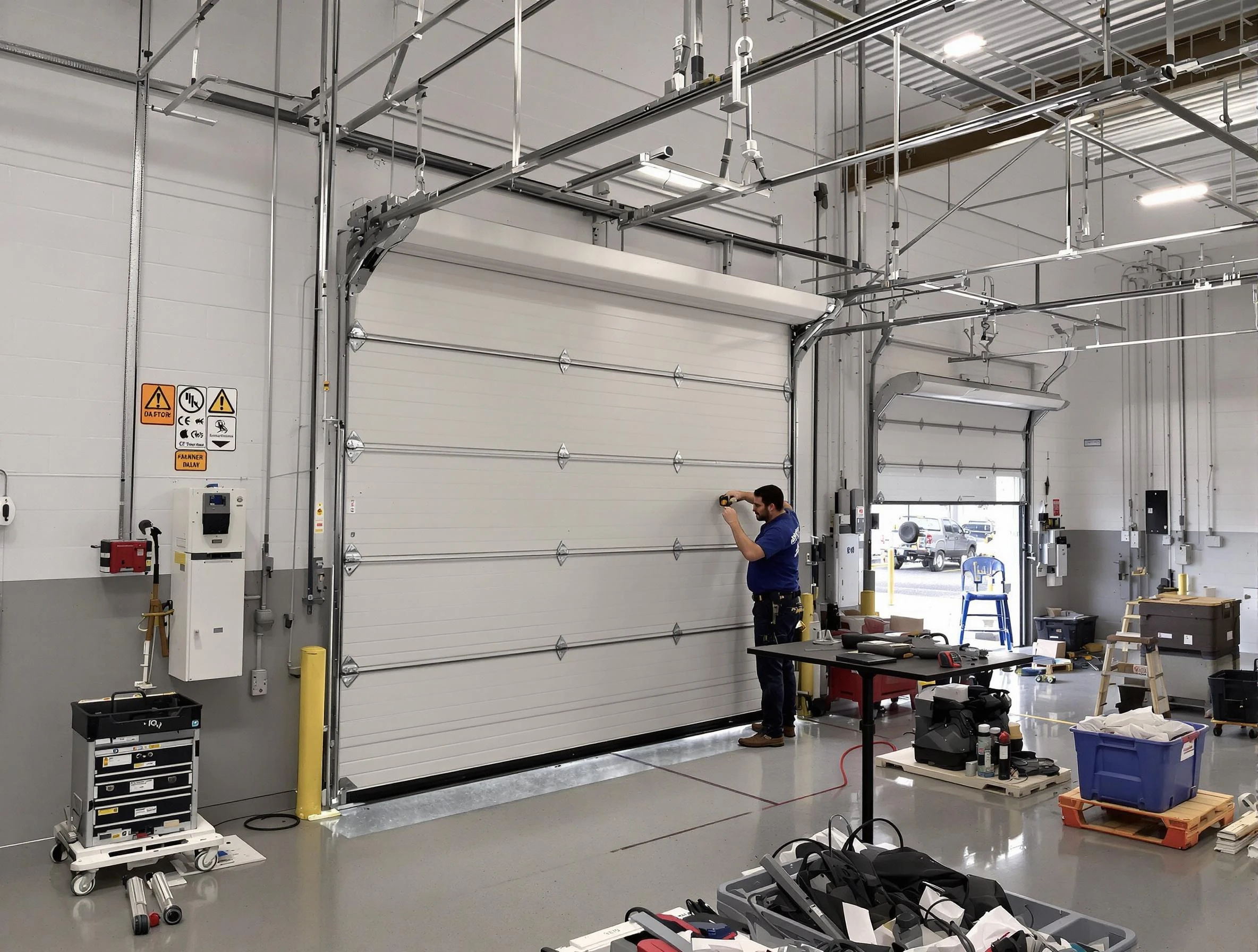 Commercial garage door repair being performed by Brigham City Garage Door Repair expert in Brigham City