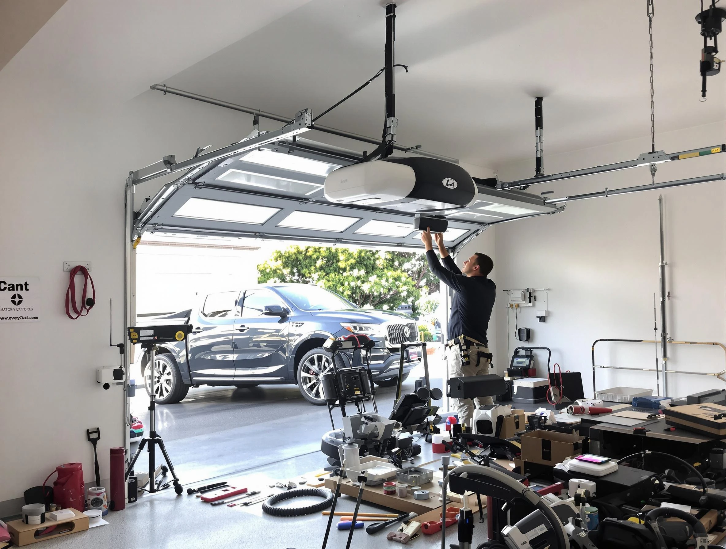 Brigham City Garage Door Repair specialist installing smart garage door opener system in Brigham City home