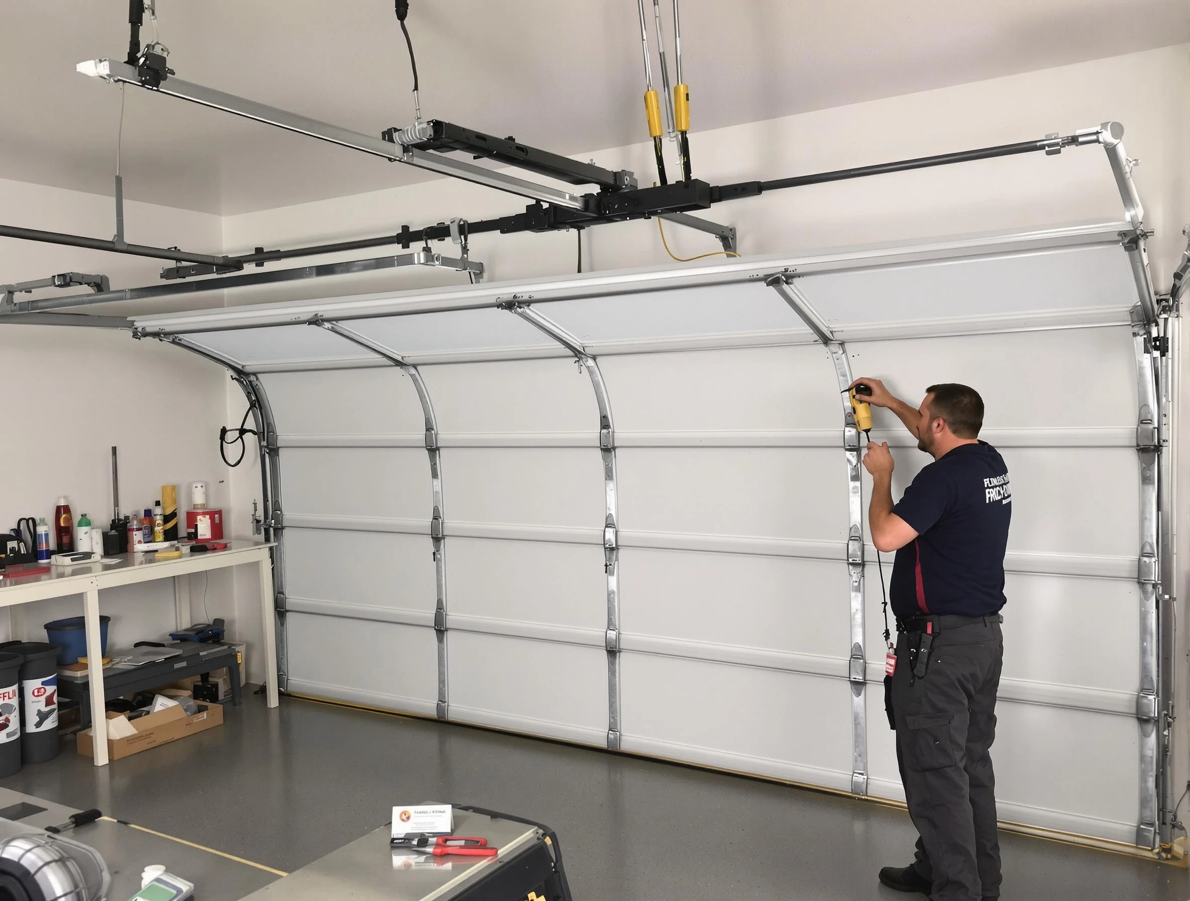 Brigham City Garage Door Repair certified technician performing overhead door system repair in Brigham City