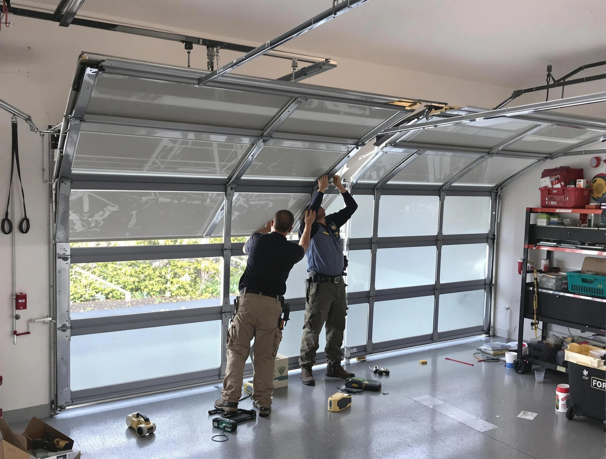 Brigham City Garage Door Repair expert performing precise panel replacement on Brigham City garage door