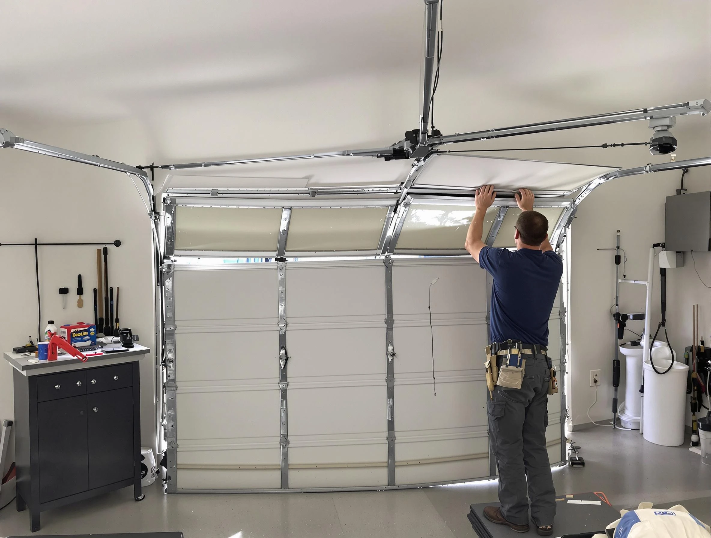 Brigham City Garage Door Repair specialist performing precise section replacement on Brigham City garage door